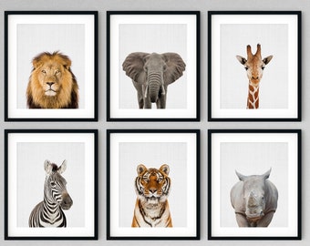 Safari Animal Prints Set: Modern Nursery Wall Art
