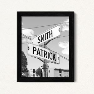 Custom Engagement Present, Wedding Street Sign, Framed Wedding Gift with Couples Names, Newlywed Gift for Home, Marriage Gifts Personalized
