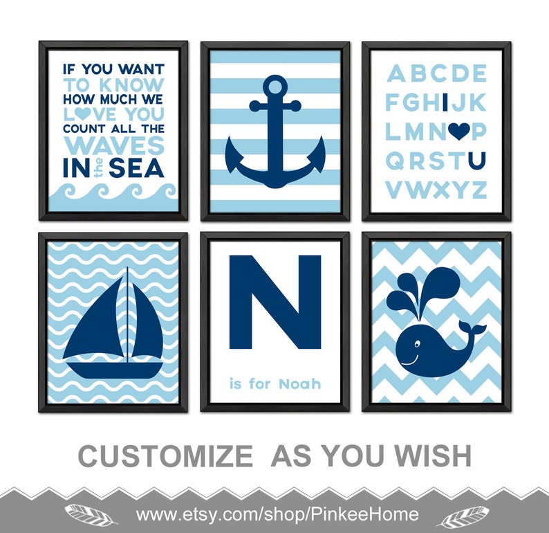 Personalized Nautical Nursery Wall Decor Nautical Kids Decor Etsy