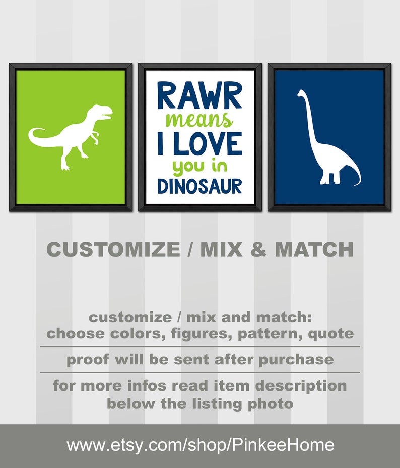 dinosaur wall art, dinosaur baby boy decor, dino nursery decor, rawr means i love you in dinosaur,dinosaur toddler room PRINT/CANVAS/DIGITAL image 1