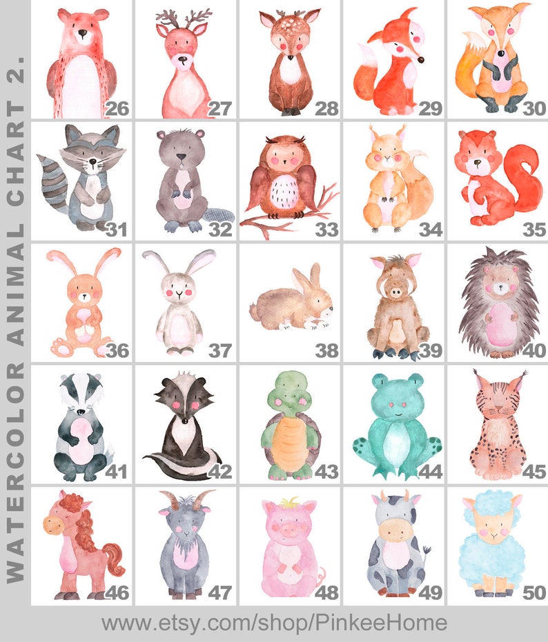 Watercolor Zoo Animals Watercolor Baby Animal Canvas Nursery | Etsy