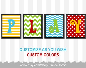 modern playroom art, boy nursery, PLAY sign, playroom decor, kids playroom wall art, toddler wall art, colorful nursery decor, boys room art