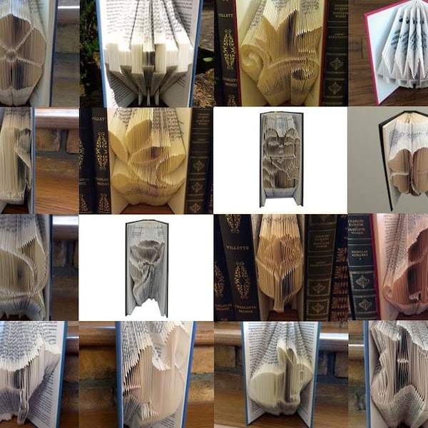 Book Folding Pattern Collection 4: 16 folded book art designs
