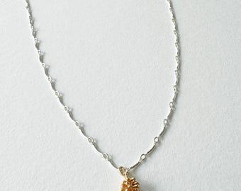 Pine Cone Necklace: Gold filled pendant,  Sterling Silver Chain, Minimalist