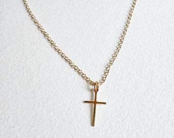 Dainty cross necklace, gold filled ,  layering necklace minimal jewelry
