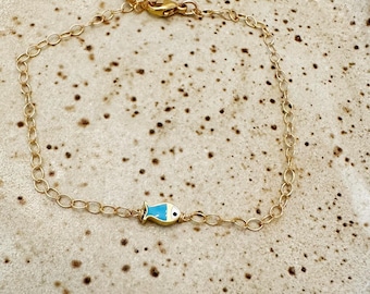 Turquoise Fishers of Men Bracelet: Gold Filled, Minimalist Christian Jewelry