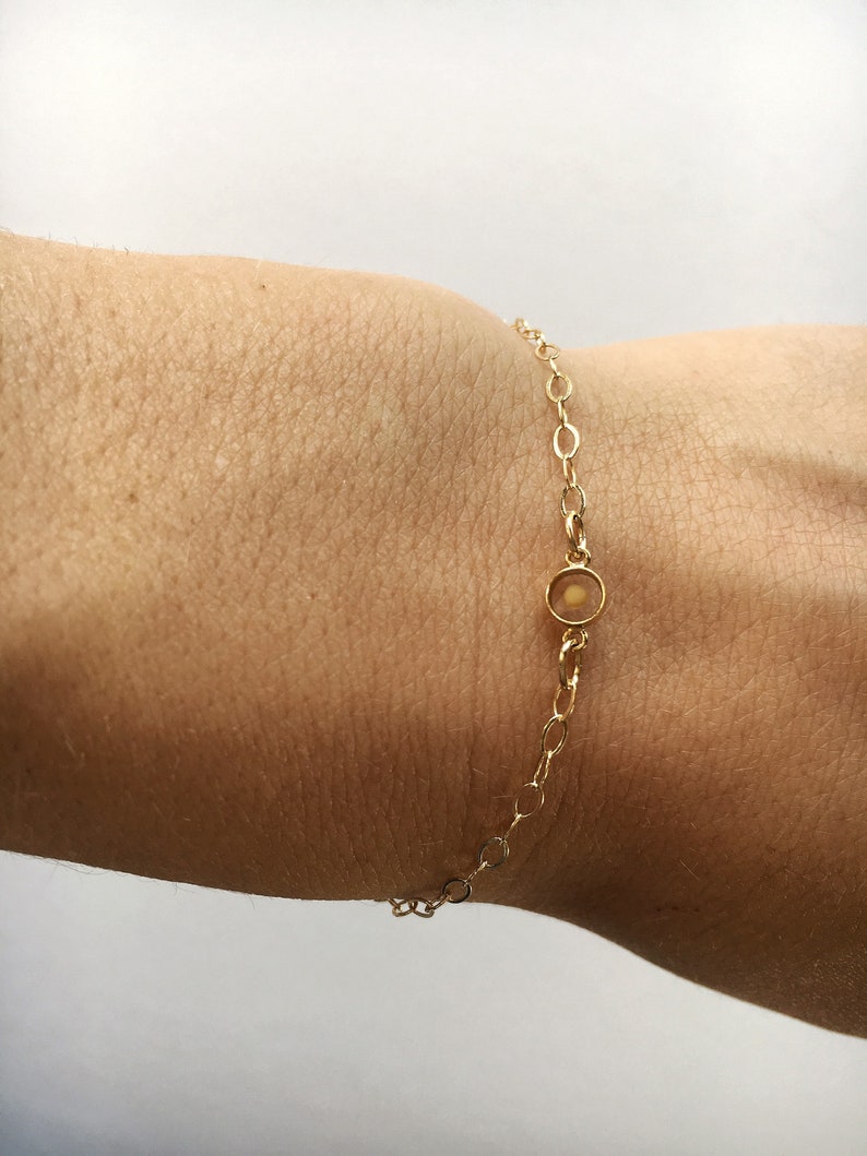 Dainty mustard seed bracelet in rose gold or gold tennis bracelet dainty gifts for her inspire minimal jewelry image 2