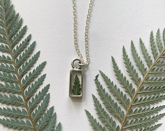 ROOTED: Small rectangle fern necklace
