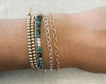 Charm bracelet- strength, peace, pearls, customized - personalized - precious gem beads - faith - floral