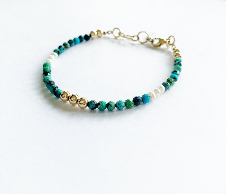 Selah turquoise bracelet turquoise gold filled gold filled rest beaded image 2