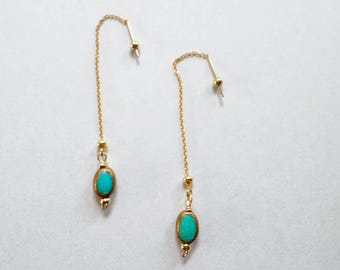 Turquoise necklace on gold filled chain - Arizona turquoise bead - selah - rest - Christian jewelry