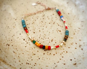 Joy and strength bracelet - colorful - rose gold filled -stacking - beaded
