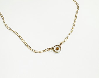 Gold Filled Paperclip Chain Necklace: Mustard Seed Faith Pendant