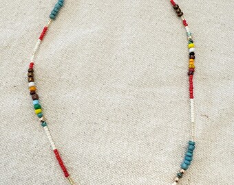 Joy and strength necklace - colorful - rose gold filled -stacking - beaded
