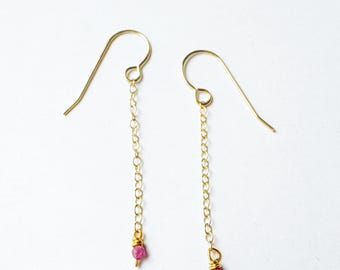 Raw Ruby drop earrings- faith - Christian jewelry