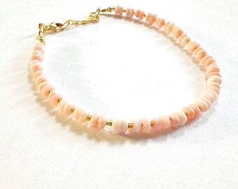 Pink opal selah bracelet - gold filled closure - gold accents - rest - Christian jewelry - beaded stacking bracelet