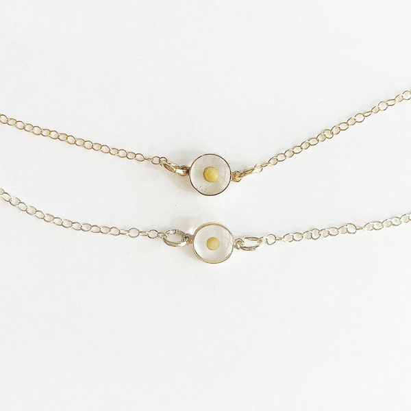 Horizontal dainty mustard seed necklace- gold filled or sterling silver - delicate- dainty- faith necklace- encouragement and inspirational