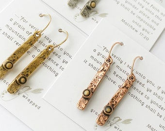 Organic mustard seed hammered earrings  - delicate - minimal- gold - rose gold - sterling silver