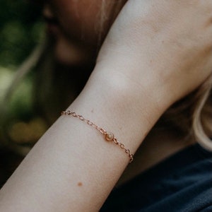 Dainty mustard seed bracelet in rose gold or gold tennis bracelet dainty gifts for her inspire minimal jewelry image 3