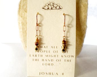 Stones of remembrance beaded jasper earrings- multicolor - precious stones - Christian jewelry-