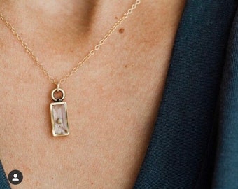 FAITH as a mustard seed necklace. Small, dainty rectangle- faith piece - gold, silver, rose gold