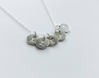 SILVER Stamped initial necklace - personalized, mothers gift, special occasion, Sterling silver