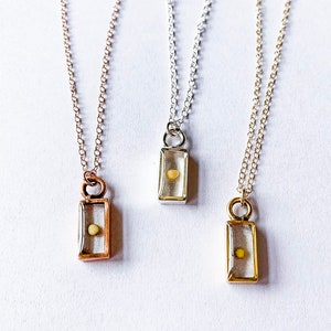 FAITH as a mustard seed necklace. Small, dainty rectangle faith piece gold, silver, rose gold zdjęcie 3