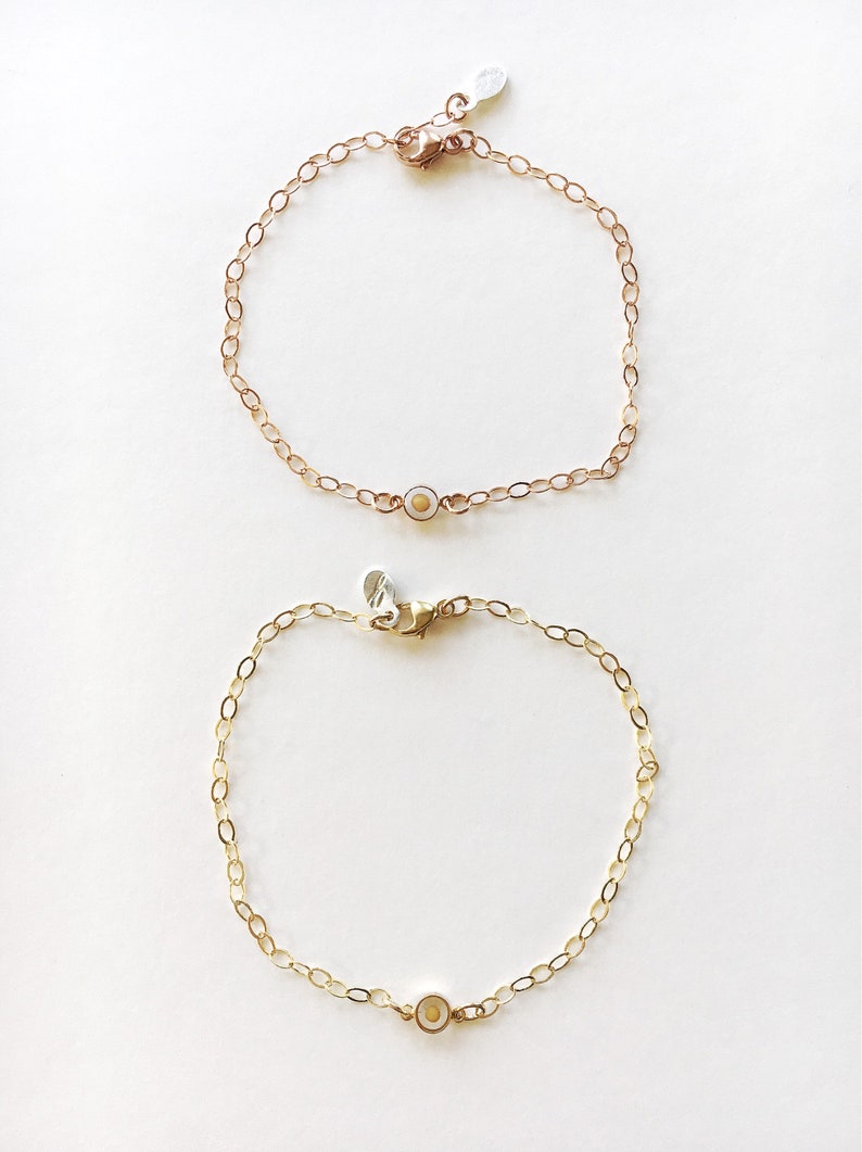 Dainty mustard seed bracelet in rose gold or gold tennis bracelet dainty gifts for her inspire minimal jewelry image 5