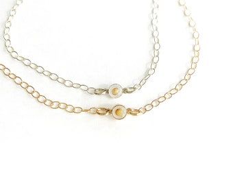 Dainty Mustard Seed Bracelet: Rose Gold Cable Chain, Minimalist Jewelry