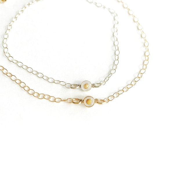 Dainty mustard seed bracelet in rose gold or gold- tennis bracelet- dainty- gifts for her- inspire- minimal jewelry