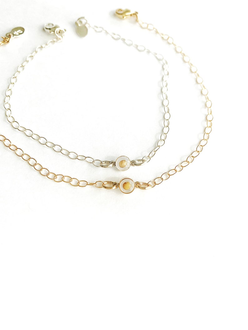 Dainty mustard seed bracelet in rose gold or gold tennis bracelet dainty gifts for her inspire minimal jewelry image 1