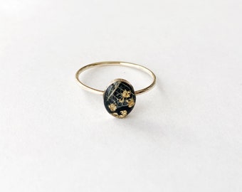 Armor of God ring - gold filled ring - floral and gold - magnolia leaf - delicate - stacking ring