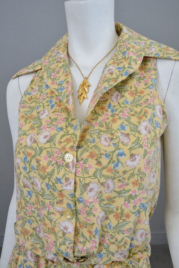 1970s Cottagecore Calico Pastel Floral Peasant Dr… - image 7