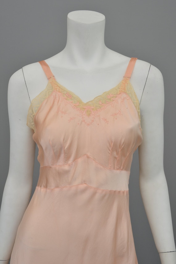 1940s Peach Embroidered Lace Slip Dress | 1940s Sl