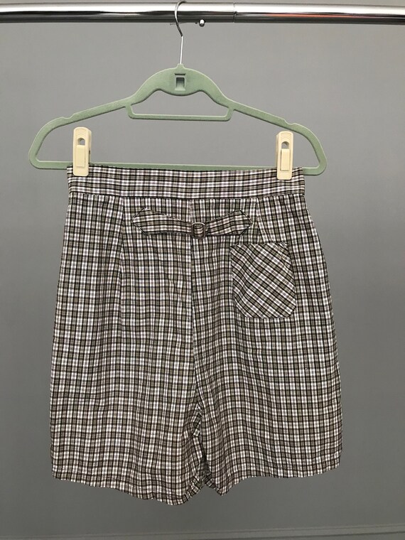 1970s 80s High Waisted Plaid School Girl Shorts wi