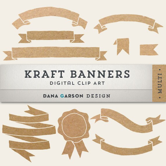 Kraft Paper Ribbon Banners for invites printing Etsy