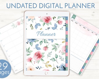 Planner digitale floreale senza data, Goodnotes iPad Planner (download PDF)
