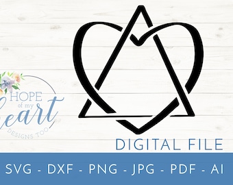Simbolo di adozione SVG, cuore e triangolo (download digitale)