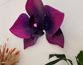 Purple Orchid Wall Art | Statement Floral Wall Decor | Unique Botanical Home Deco