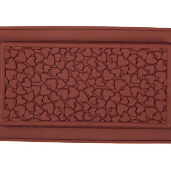 Moule en Silicone à tablette de chocolat avec coeurs - craie - Fondant - Décoration Gâteaux- Savon- Bougies - Chocolat - Fimo