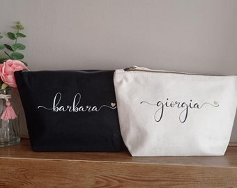 Personalized clutch bag with name – gift for a friend, women's beauty case, personalized gift idea