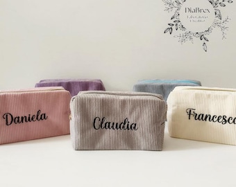 Personalized pouch with machine-embroidered name – Gift pouch for friends, women's beauty case, personalized gift idea
