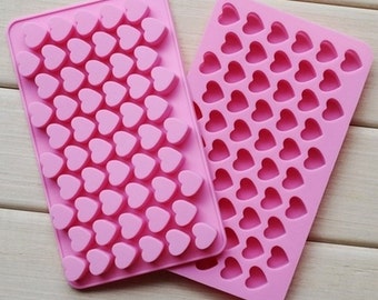 1 oder 2 Silikonformen mit 55 Herzen Herz - Kreide - Dunkel - Kuchendekoration - Seife - Kerzen - Schokolade