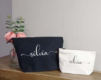 Set of 2 Pochette - Pencil Case - Customized Cotton Canvas Case