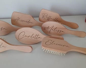 Personalized Laser Engraved Bamboo Hairbrush - Gift - Baby Girl - Wedding - Mother's Day