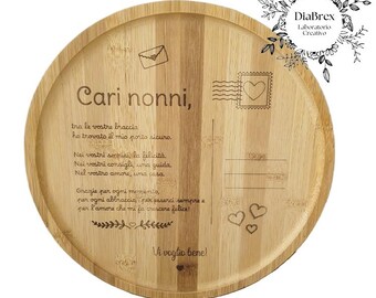 Personalized Laser-Engraved "Grandparents' Day" Bamboo Decorative Plate