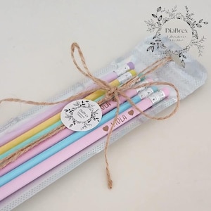 Set of 6 Personalized Pencils with Name or Small Dedication in Gift Box