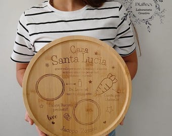 Laser-Engraved and Personalized Bamboo Santa Claus/Santa Lucia Plate