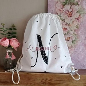 Backpack, Gym Bag in Certified White Cotton 38 x 42 cm to Personalize - Birthday - Wedding Favor - Wedding - School - Sports.