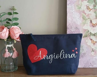 Pochette - Pencil Case - Custom Cotton Canvas Case - Valentine's Day - Mother's Day
